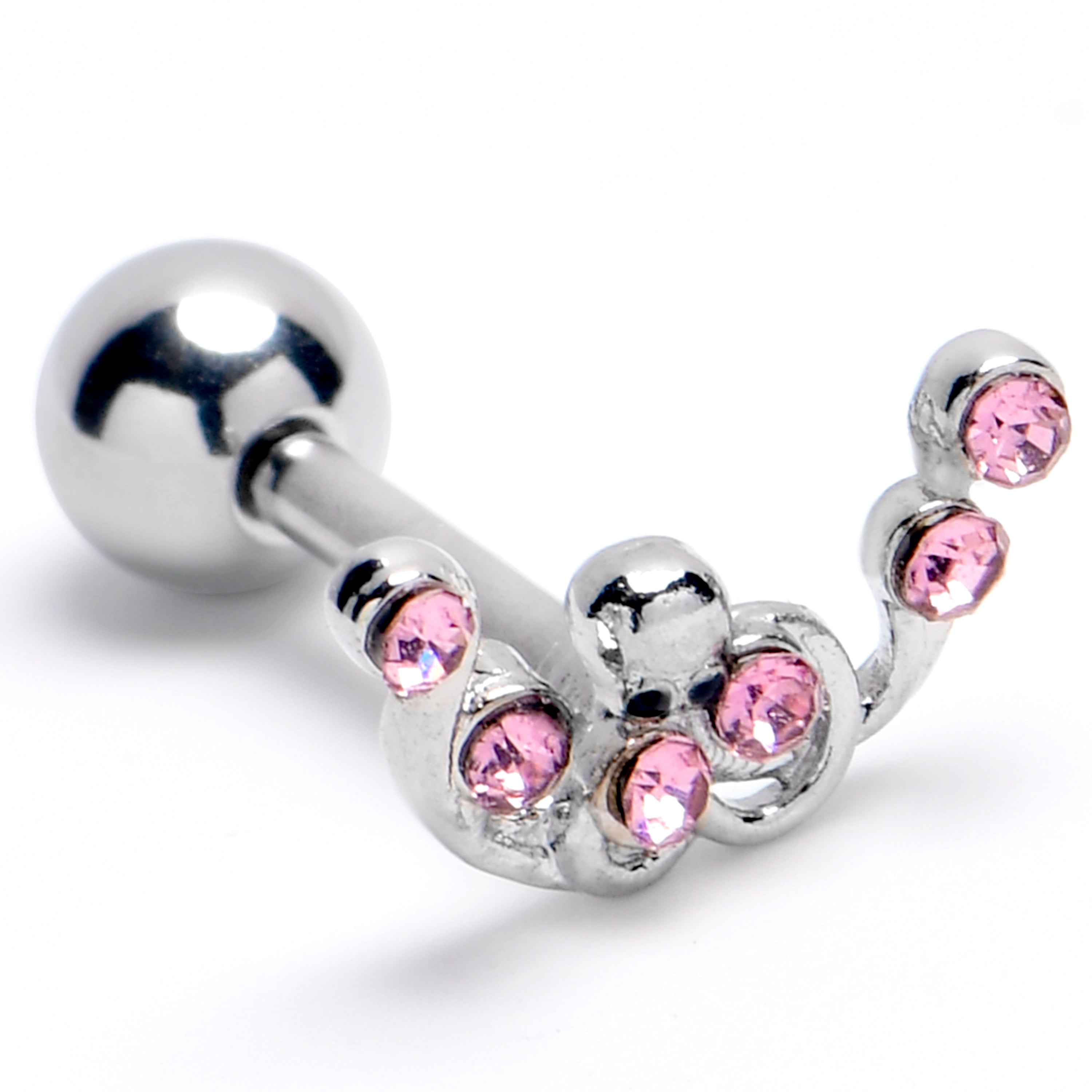 BodyCandy 16G 1/4 Pink Gem Scrolling Elegance Cartilage Tragus Earring — main product shot