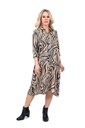 KADOU BOUTIQUE Animal Print Midi Shirt Dress — main product shot