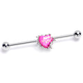 BodyCandy 14G Pink Faux Opal Sunny Heart Industrial Barbell 38mm — main product shot