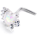 BodyCandy 20G 7mm White Faux Opal Sunny Heart L Shape Nose Ring — main product shot