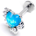 BodyCandy 16G 5/16 Blue Faux Opal Sunny Heart Labret Monroe Tragus — main product shot