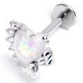 BodyCandy 16G 5/16 White Faux Opal Sunny Heart Labret Monroe Tragus — main product shot