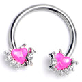 BodyCandy 16G 3/8 Pink Faux Opal Sunny Heart Horseshoe Circular Barbell — main product shot