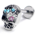 BodyCandy 16G 5/16 Blue Gem Stylish Skull Labret Monroe Tragus — main product shot