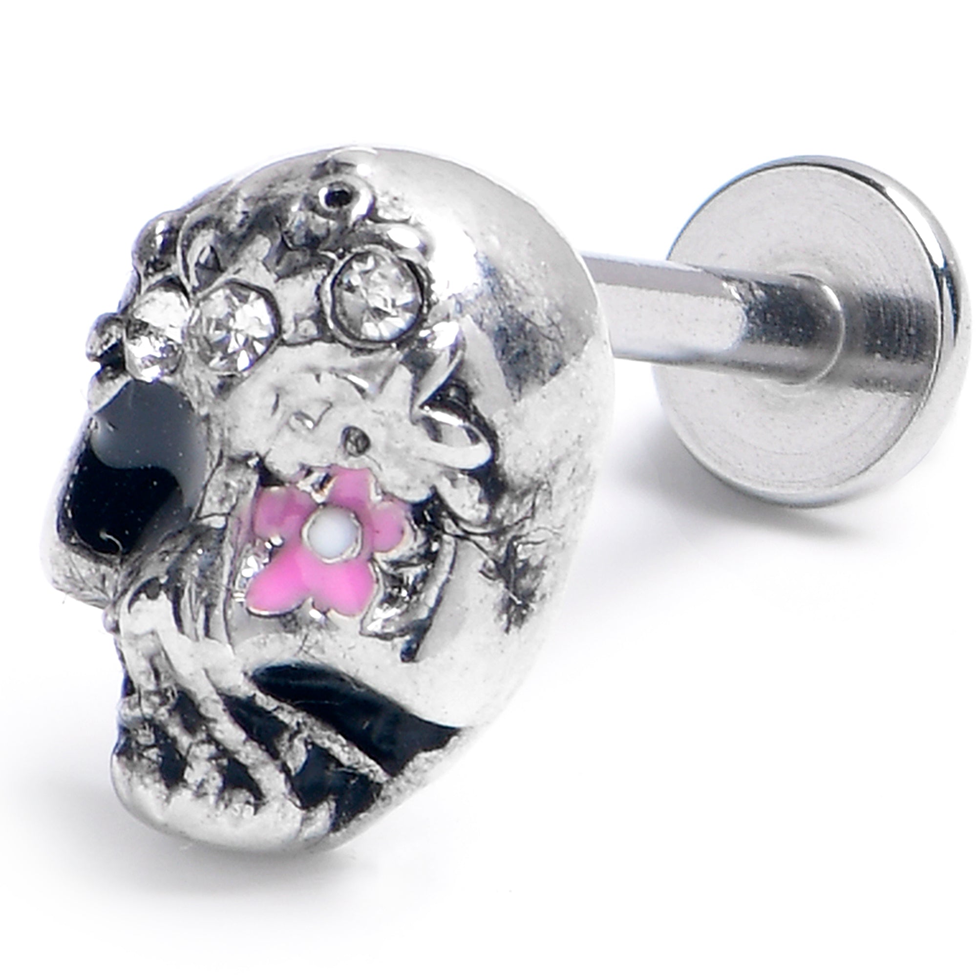 BodyCandy 16G 5/16 Clear Gem Stylish Skull Labret Monroe Tragus — main product shot
