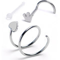 BodyCandy 20G Spiral Heart Crown Acrylic Nose Ring Set of 3 — main product shot