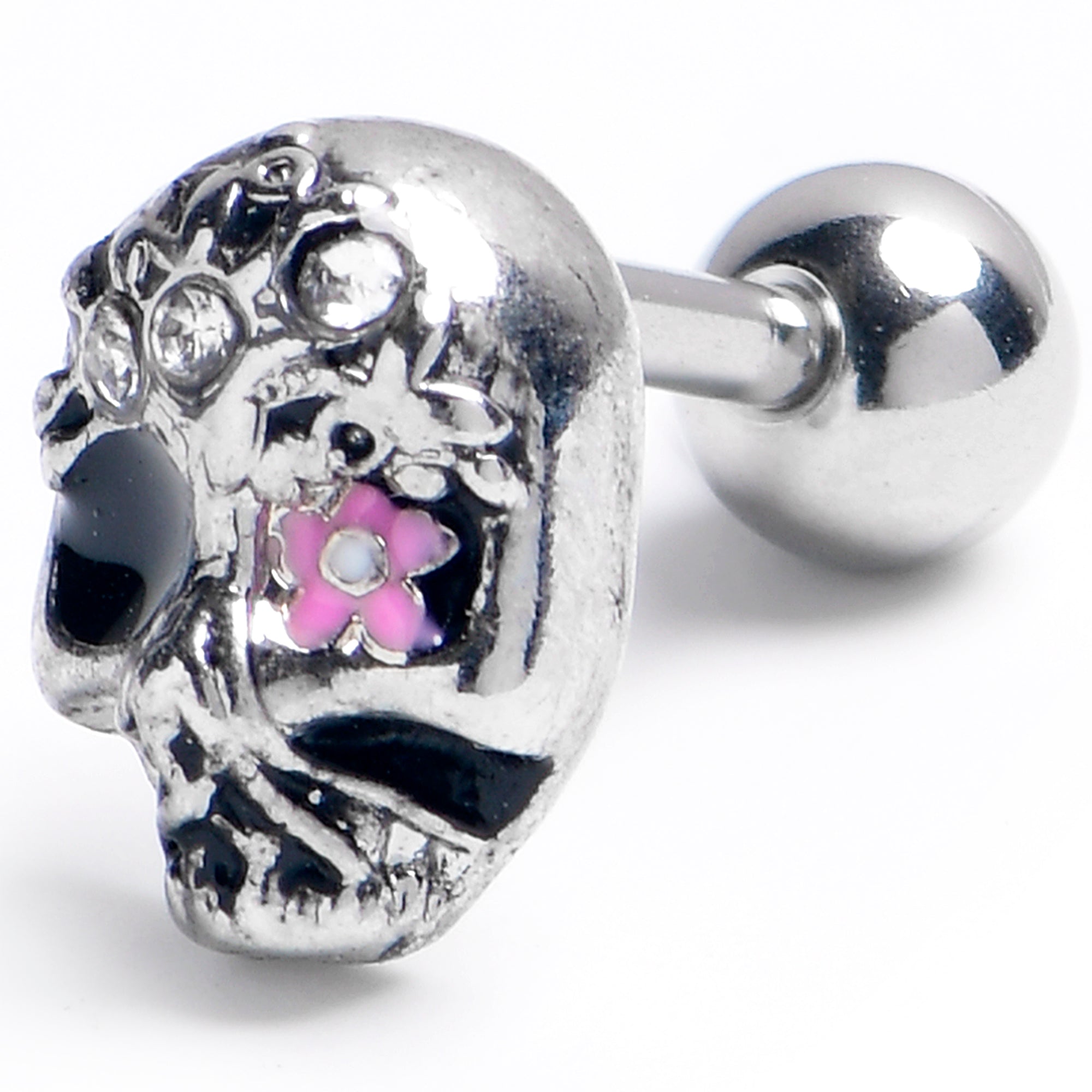 BodyCandy 16G 1/4 Clear Gem Stylish Skull Cartilage Tragus Earring — main product shot