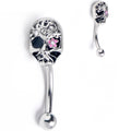 BodyCandy 16G 5/16 Clear Gem Stylish Skull Curved Eyebrow Ring — main product shot