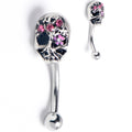 BodyCandy 16G 5/16 Pink Gem Stylish Skull Curved Eyebrow Ring — main product shot