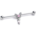 BodyCandy 14G Clear Pink Gem Whimsical Butterfly Industrial Barbell 38mm — main product shot