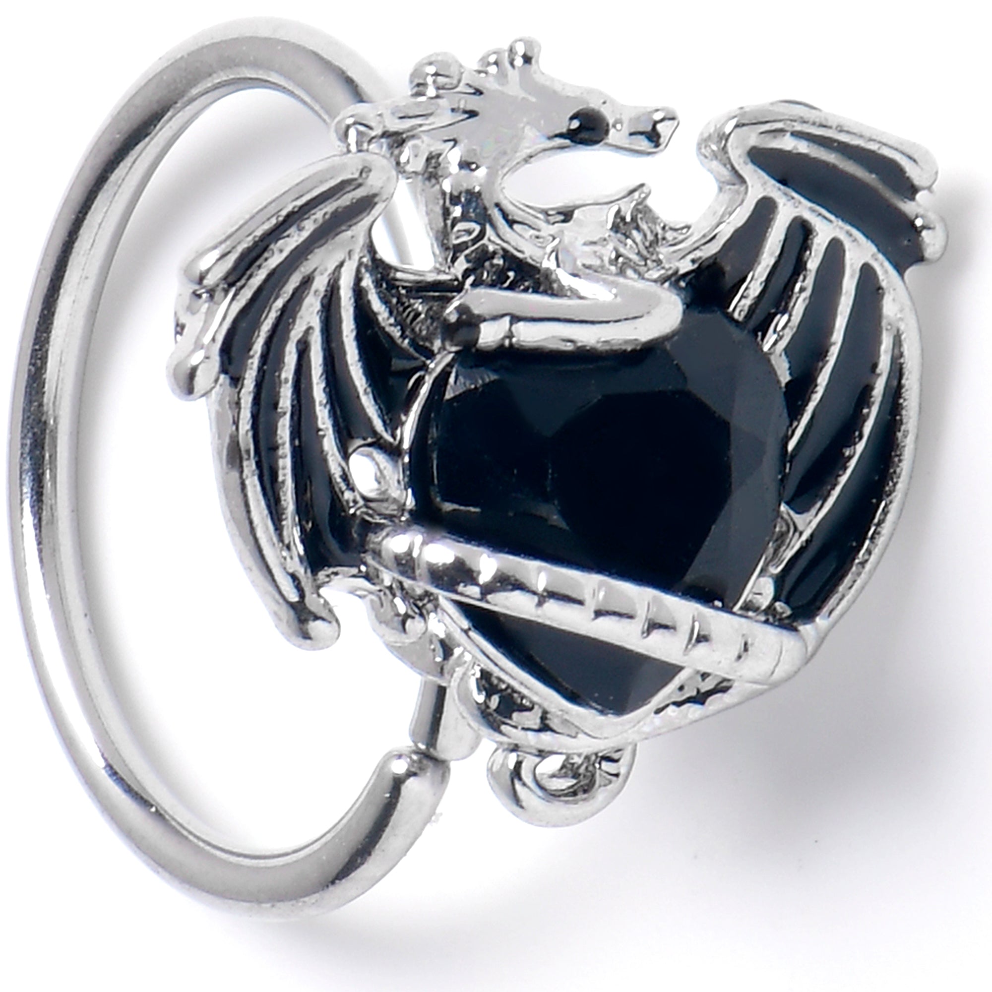 BodyCandy 20G 5/16 Black CZ Gem Heart ofDragon Nose Hoop — main product shot