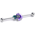 BodyCandy 14G Clear Gem Faerie Flower Purple Industrial Barbell 38mm — main product shot