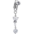 BodyCandy Clear CZ Gem Butterfly Baroque Drop Dangle Clip on Fake Belly Ring — main product shot