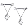 BodyCandy 14G 9/16 Clear Gem Strawberry Love Chain Dangle Nipple Ring Set — main product shot