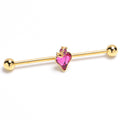 BodyCandy 14G Pink Gem Gold Tone Strawberry Love Industrial Barbell 38mm — main product shot