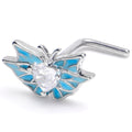 BodyCandy 20G 7mm Clear Gem Heart Butterfly Blue Wings L Shape Nose Ring — main product shot
