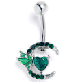 BodyCandy Green Gem Butterfly Moon Heart Belly Ring — main product shot