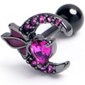 BodyCandy 16G 1/4 Pink Gem Black Butterfly Moon Heart Cartilage Earring — main product shot