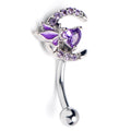BodyCandy 16G 5/16 Purple Gem Butterfly Moon Heart Curved Eyebrow Ring — main product shot