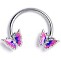 BodyCandy 16G 3/8 Clear CZ Gem Butterfly Pink Blue Horseshoe Circular Barbell — main product shot