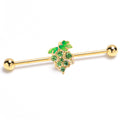 BodyCandy 14G Green Gem Gold Tone Butterfly Grapes Industrial Barbell 38mm — main product shot