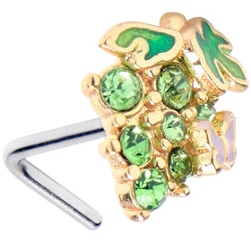 20G 7mm Green Gem Butterfly Grapes L Shape Nose Ring