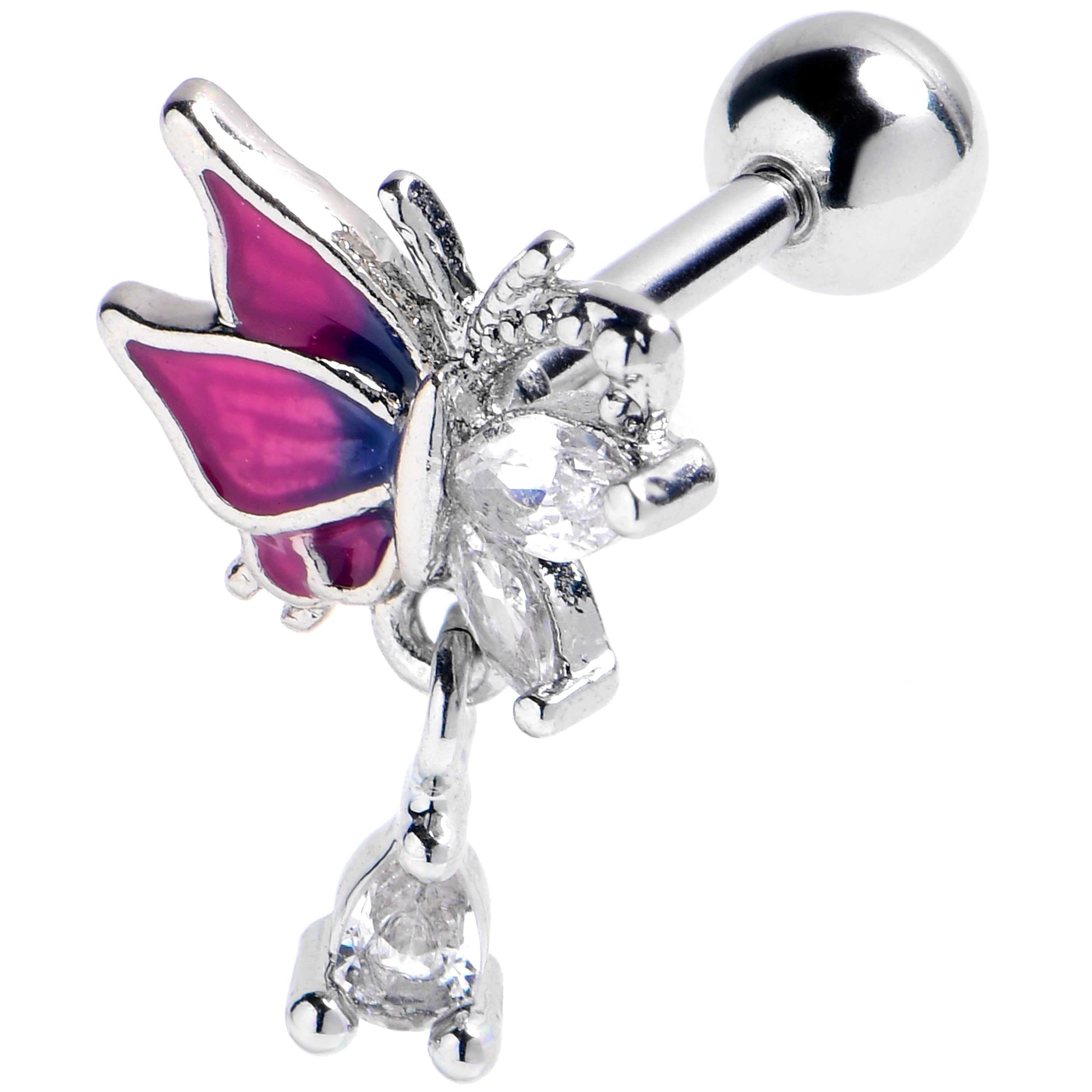 BodyCandy 16G 1/4 Clear CZ Gem Dazzling Beauty Purple Cartilage Earring — main product shot
