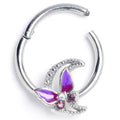 BodyCandy 16G 3/8 Purple Gem Butterfly Purple Beauty Hinged Segment Ring — main product shot