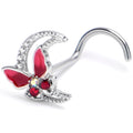 BodyCandy 20G 7mm Pink Gem Butterfly Pink Beauty Left Side Nose Screw — main product shot
