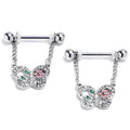 BodyCandy 14G 9/16 Clear Gem Floral Butterfly Style Dangle Nipple Ring Set — main product shot