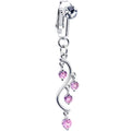 BodyCandy Pink CZ Gem Swirl Dangle Clip on Fake Belly Ring — main product shot