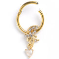 BodyCandy 16G 3/8 Clear CZ Gem Gold Tone Moon Bow Heart Hinged Segment Ring — main product shot
