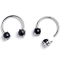 BodyCandy 14G 9/16 Black Faux Turquoise Internally Threaded Horseshoe Nipple Ring Set — main product shot