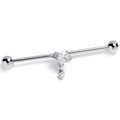 BodyCandy 14G Clear CZ Gem Saturn Heart Dangle Industrial Barbell 38mm — main product shot