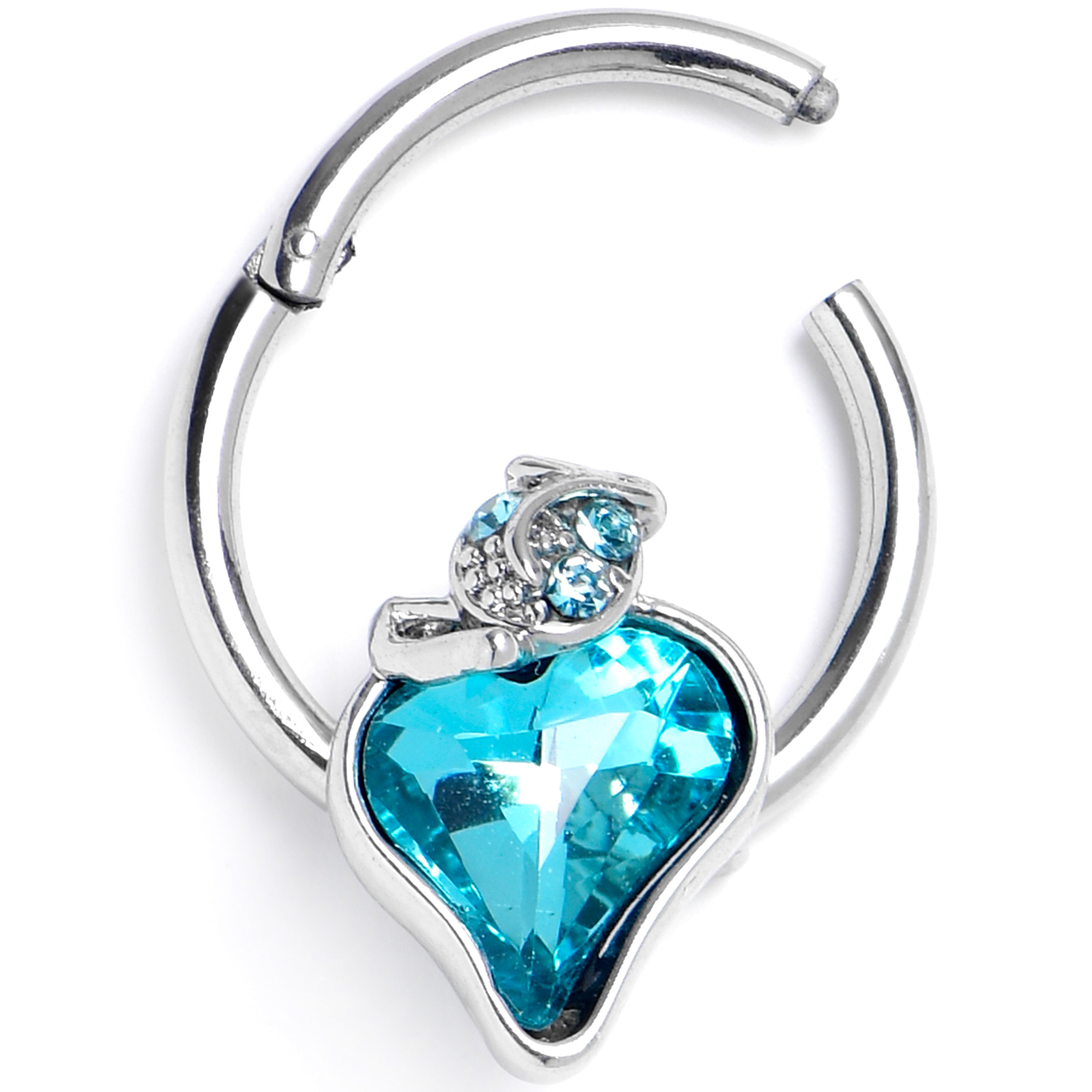 BodyCandy 16G 3/8 Blue Gem Strawberry Love Hinged Segment Ring — main product shot
