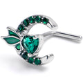BodyCandy 20G 7mm Green CZ Gem Butterfly Heart Moon L Shape Nose Ring — main product shot