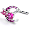 BodyCandy 20G 7mm Pink CZ Gem Butterfly Heart Moon L Shape Nose Ring — main product shot