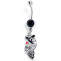 BodyCandy Clear Black Gem Crescent Moon Witch Halloween Dangle Belly Ring — main product shot