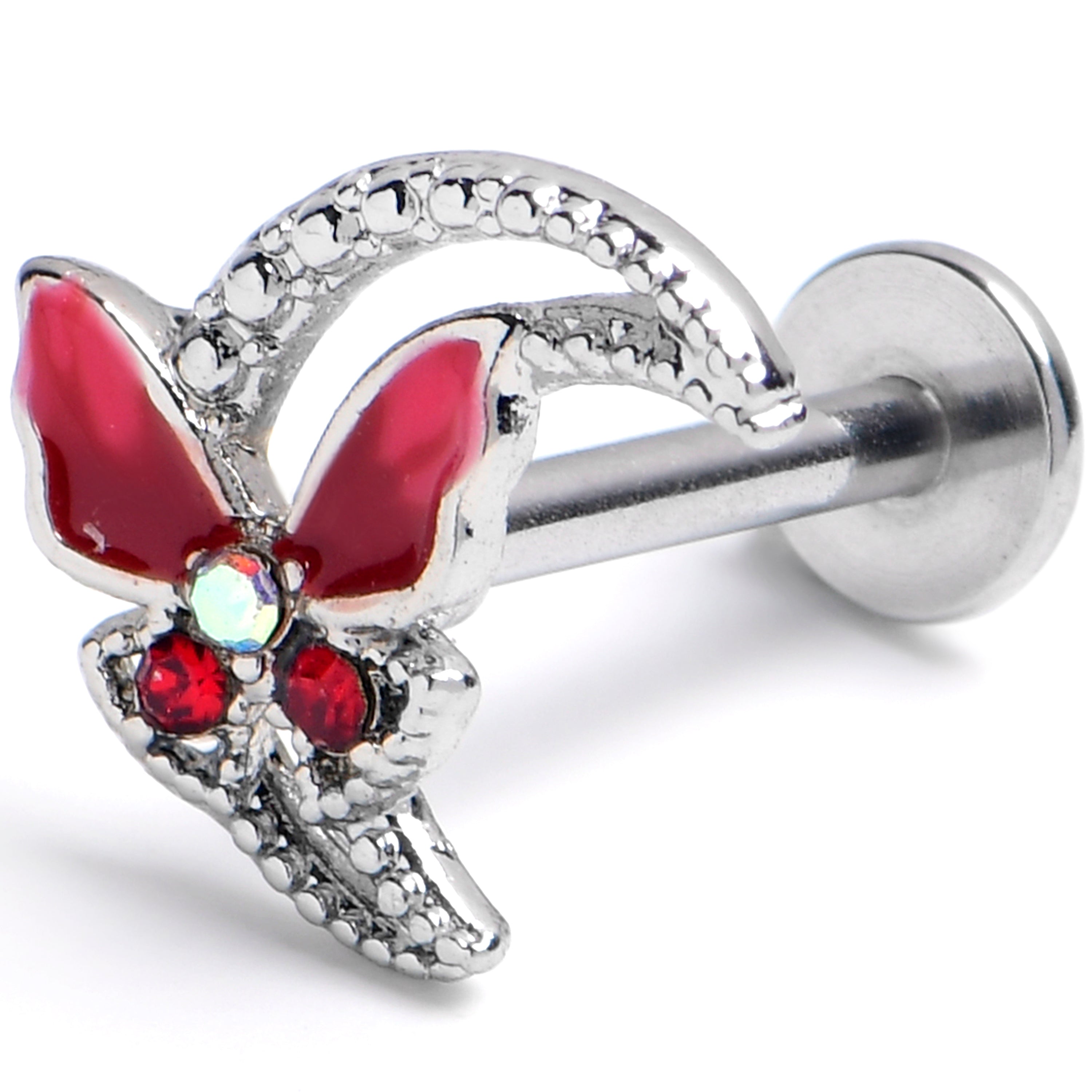 BodyCandy 16G 5/16 Aurora Gem Butterfly Pink Beauty Labret Monroe Tragus — main product shot