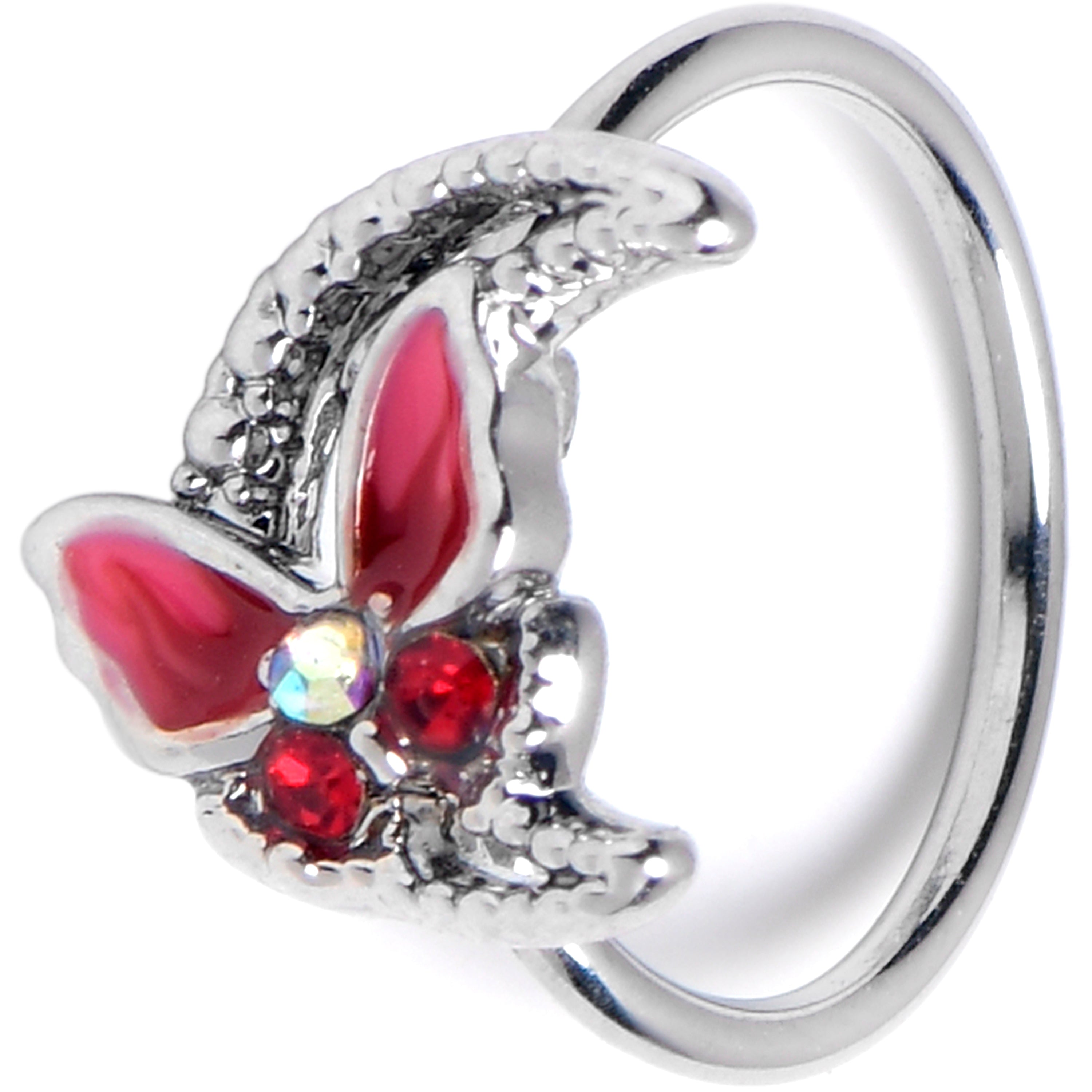 BodyCandy 20G 5/16 Aurora Gem Butterfly Pink Beauty Nose Hoop — main product shot