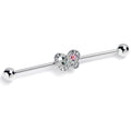 BodyCandy 14G Clear Pink Gem Floral Butterfly Industrial Barbell 38mm — main product shot