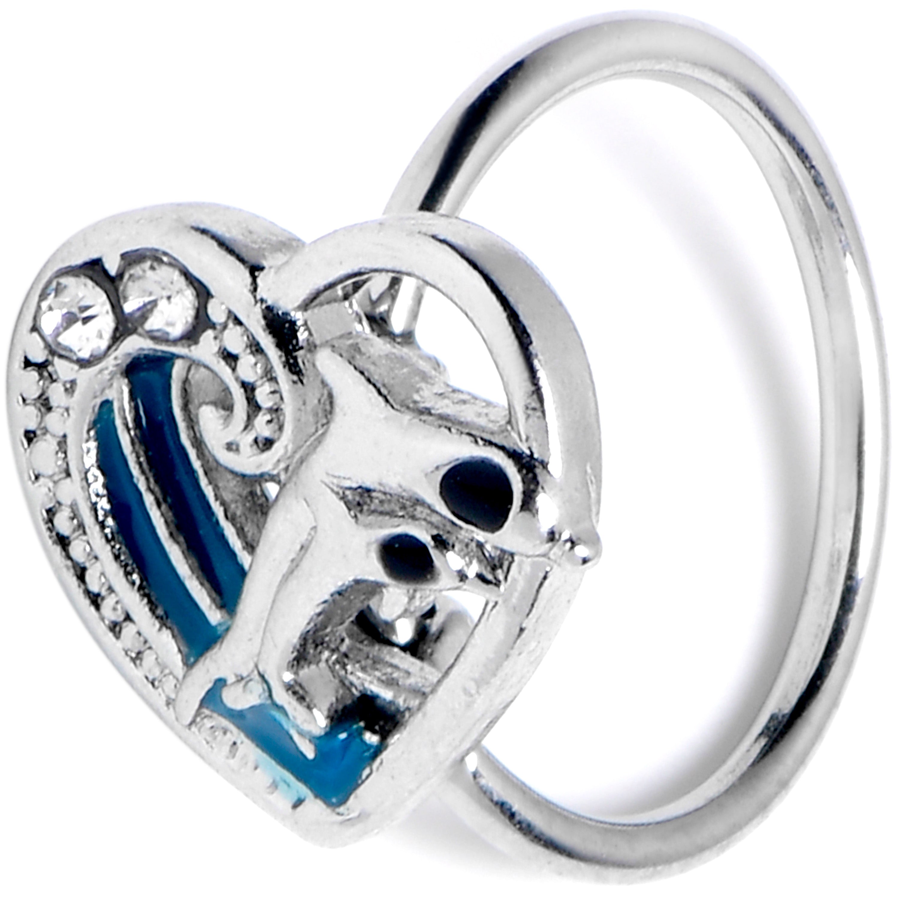 BodyCandy 20G 5/16 Clear Gem Dolphin Heart Delight Nose Hoop — main product shot