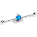 BodyCandy 14G Blue Clear Gem Heart Crown Industrial Barbell 38mm — main product shot