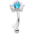 BodyCandy 16G 5/16 Clear Blue Gem Crown Heart Curved Eyebrow Ring — main product shot
