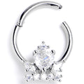 BodyCandy 16G 3/8 Clear Gem Heart Crown Hinged Segment Ring — main product shot