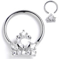 BodyCandy 16G 3/8 Clear CZ Gem Crown Heart BCR Captive Ring — main product shot