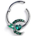 BodyCandy 16G 3/8 Green Gem Butterfly Heart Moon Hinged Segment Ring — main product shot