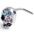 BodyCandy 20G 7mm Blue Gem Stylish Skull L Shape Nose Ring — main product shot