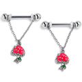 BodyCandy 14G 9/16 Clear Gem Glamour Shroom Chain Dangle Nipple Ring Set — main product shot