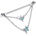 BodyCandy 14G Blue Gem Starry Lightning Chain Dangle Industrial Barbell 38mm — main product shot